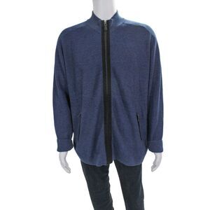 Torras Mens Full Zip Wool Mock Neck Sweater Blue Long Sleeve Fall Size 2XL